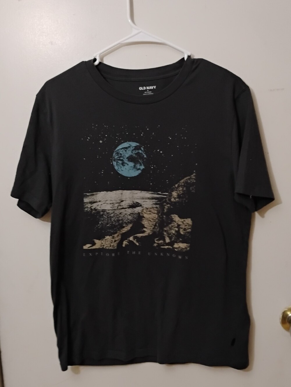 Old Navy Black Short-Sleeve Tee with Blue Moon Graphic